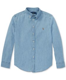 폴로 랄프로렌 보이즈 셔츠 Polo Ralph Lauren Big Boys Cotton Chambray Sport Shirt,Light Blue