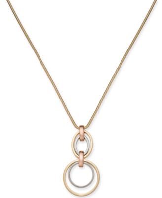 Alfani - Two-Tone Hoop Link Pendant Necklace, 32 + 2" extender