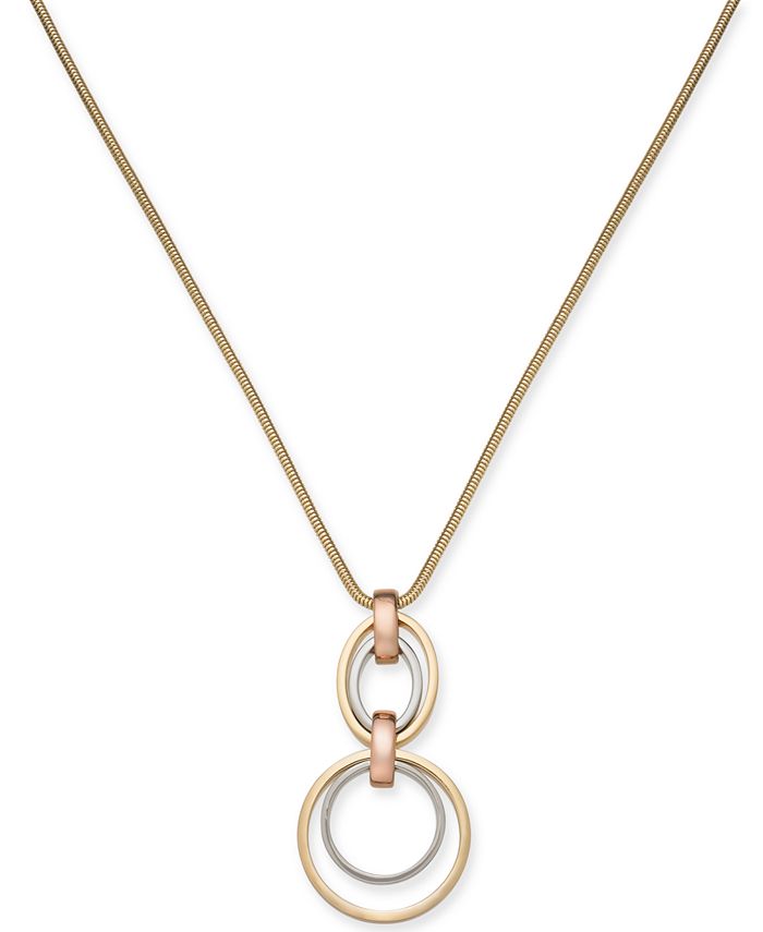 Macy's - Two-Tone Hoop Link Pendant Necklace, 32 + 2" extender