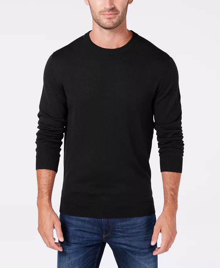 Men's Solid Crew Neck Merino Wool Blend Sweater