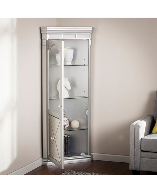Southern Enterprises Mirage Mirrored Lighted Corner Curio & Reviews Furniture Macy's