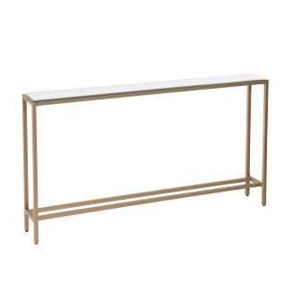 Derkkin Narrow Long Console Table w/ Mirrored Top, Gold