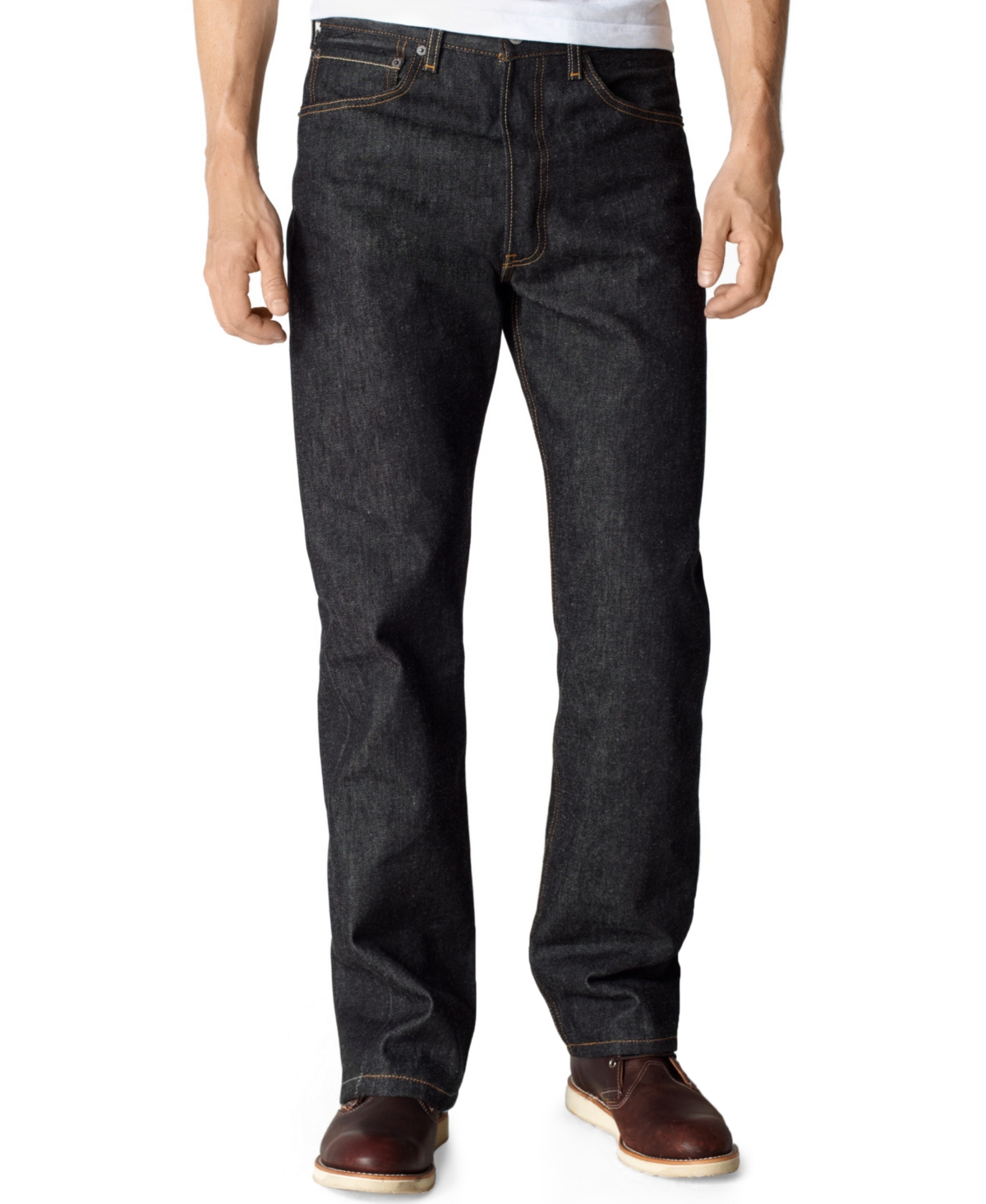 Levi's Men's 501 Original Shrink-to-Fit Non-Stretch Jeans - Black Rigid- Shrink to Fit