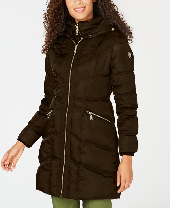 Vince Camuto Faux-Fur-Trim Hooded Puffer Coat - Macy's