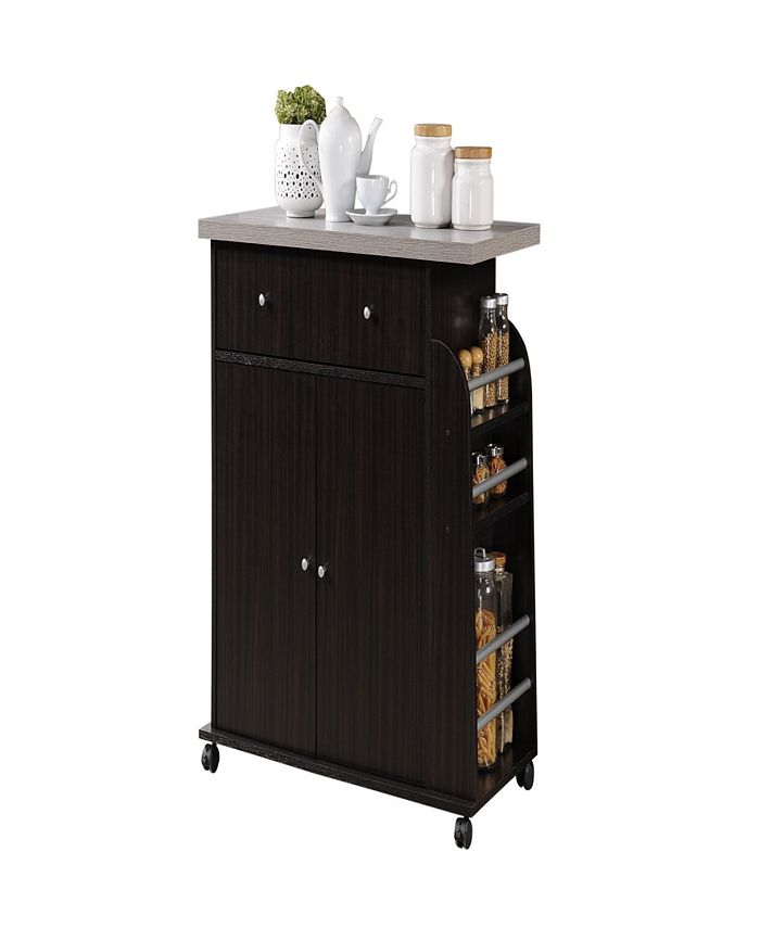 Hodedah Kitchen Cart with Spice Rack in Chocolate Macy's