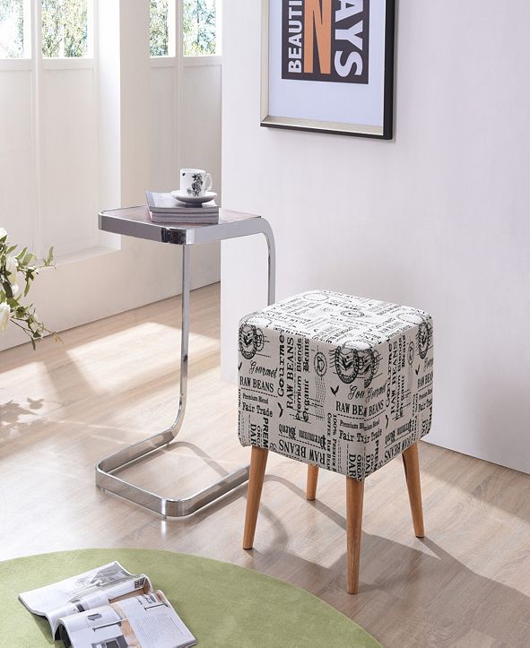 Hodedah Accent Ottoman Upholstered in a Newspaper Print Design & Reviews - Furniture - Macy's