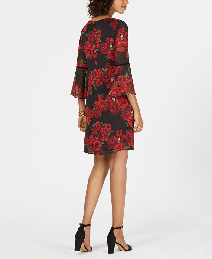 Jessica Howard Bell-Sleeve Floral Shift Dress - Macy's