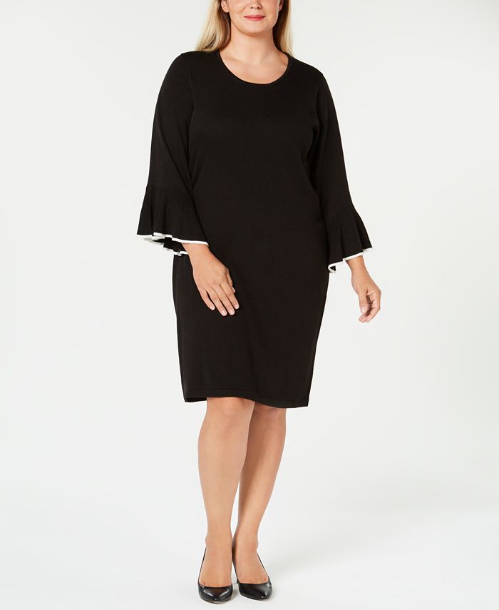 Calvin Klein Plus Size Bell-Sleeve Sweater Dress - Macy's