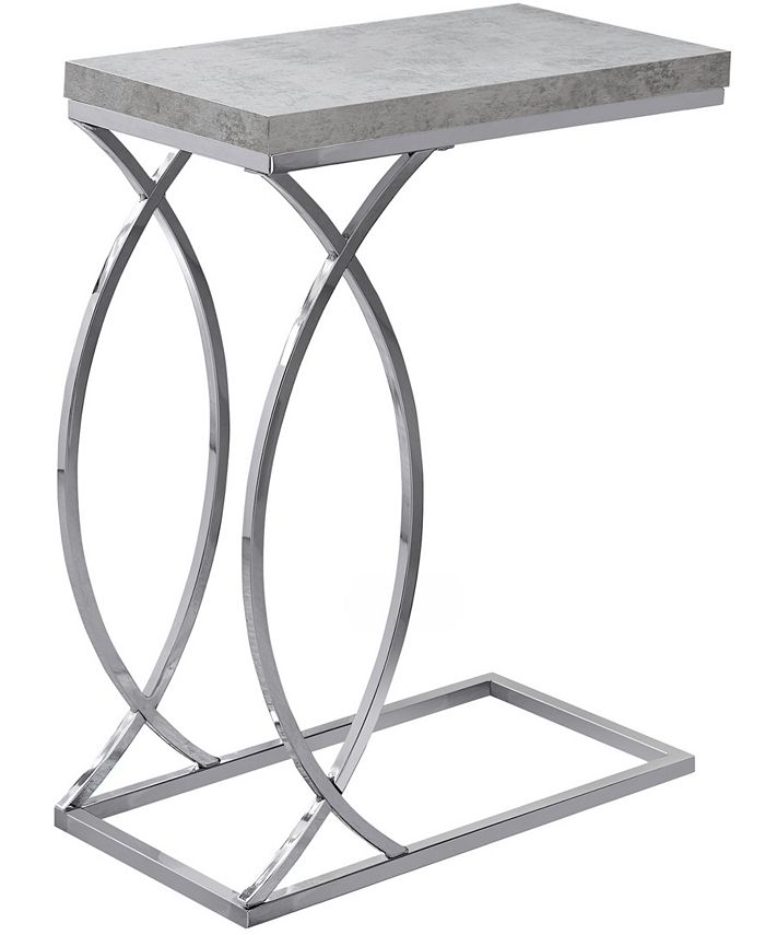 Monarch Specialties - Accent Table - Grey Cement With Chrome Metal