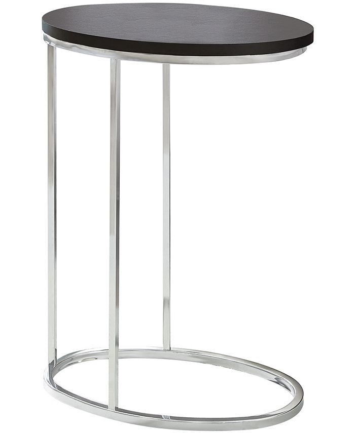 Monarch Specialties Chrome Metal Oval Edgeside Accent Table in