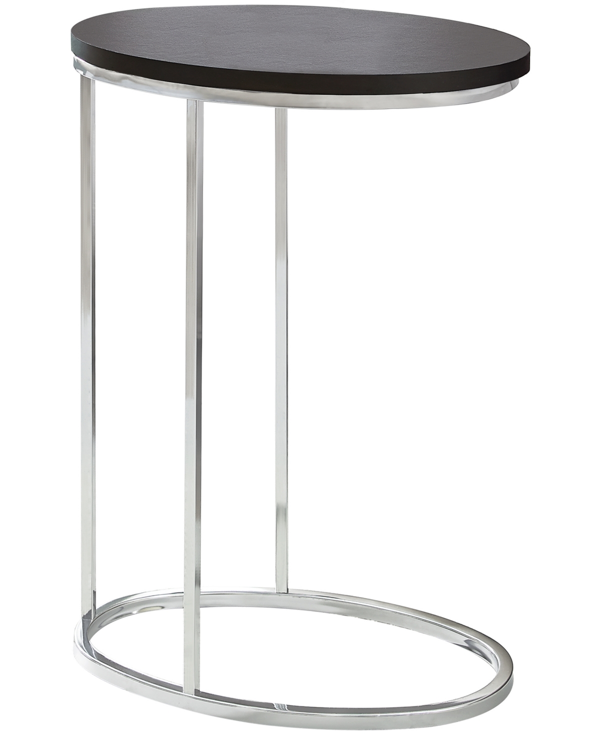 UPC 680796000028 product image for Monarch Specialties Chrome Metal Oval Edgeside Accent Table in Cappuccino | upcitemdb.com