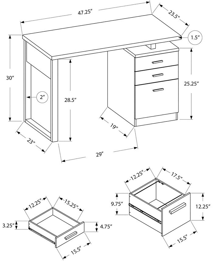 Monarch Specialties - Computer Desk - 48"L Grey-black Left Or Right Facing
