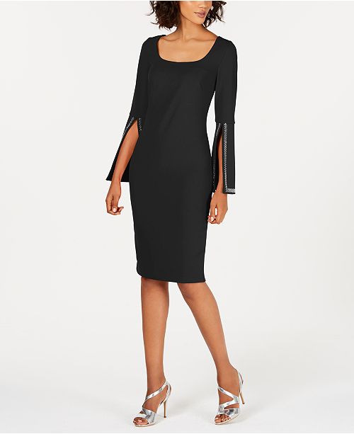 Calvin Klein Blingy Bell Sleeve Sheath Dress Reviews Women