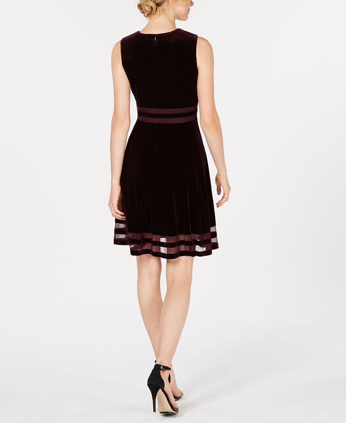 Calvin Klein Petite Velvet Illusion Fit & Flare Dress - Macy's