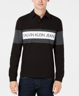 UPC 683801053613 product image for Calvin Klein Jeans Men's Colorblocked Logo-Print Rugby Polo | upcitemdb.com