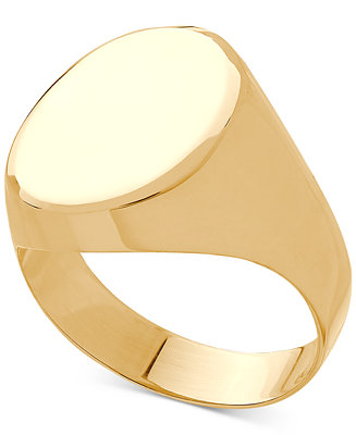 Macy's Polished Oval Signet Ring in 10k Gold & Reviews - Rings ...
