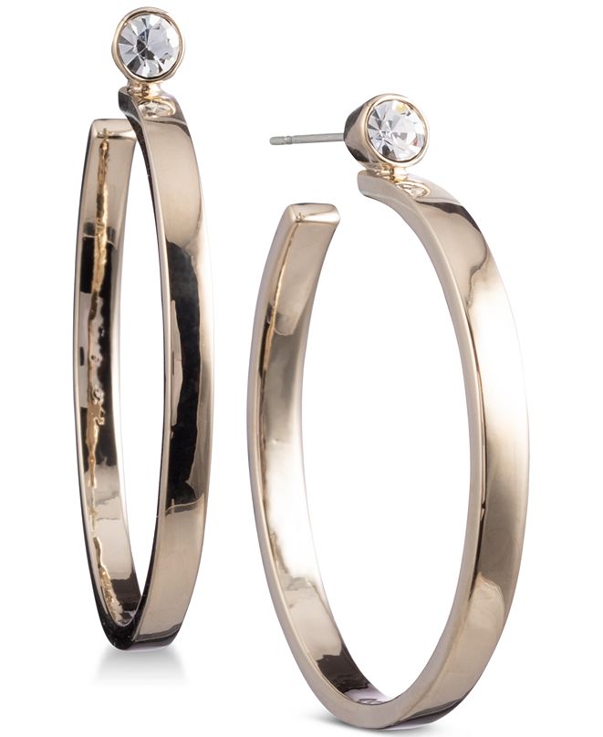 DKNY 1 3/4" Crystal Stud Hoop Earrings, Created for Macy's & Reviews