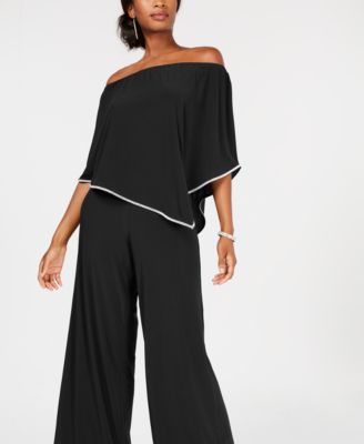 msk off the shoulder overlay jumpsuit