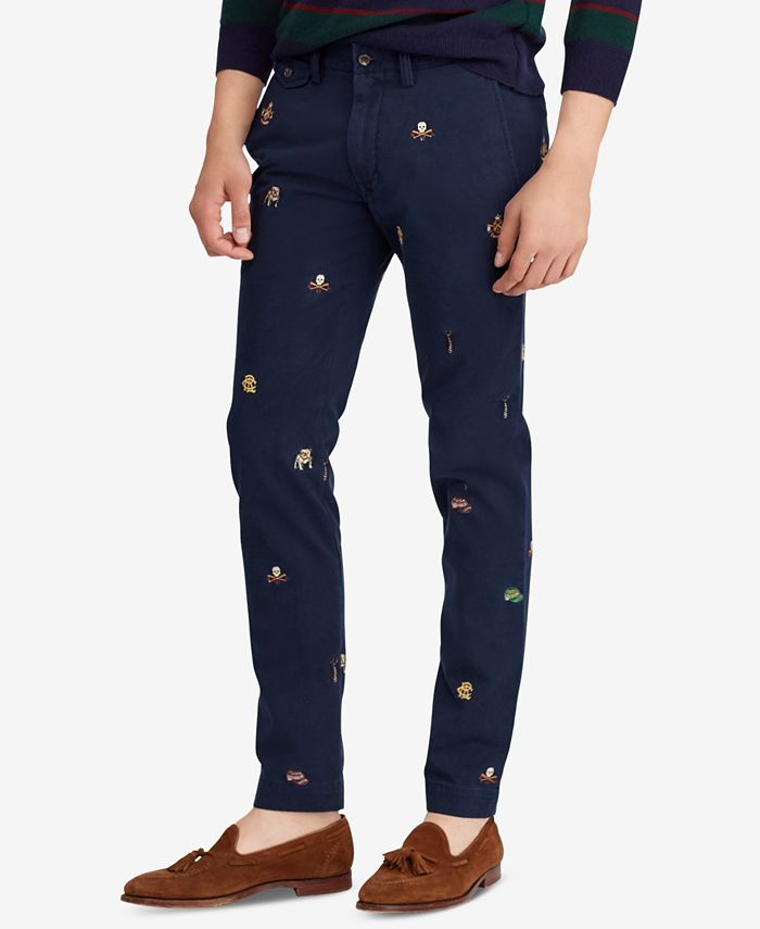 Polo Ralph Lauren Men's Slim Fit Embroidered Chino Pants - Macy's