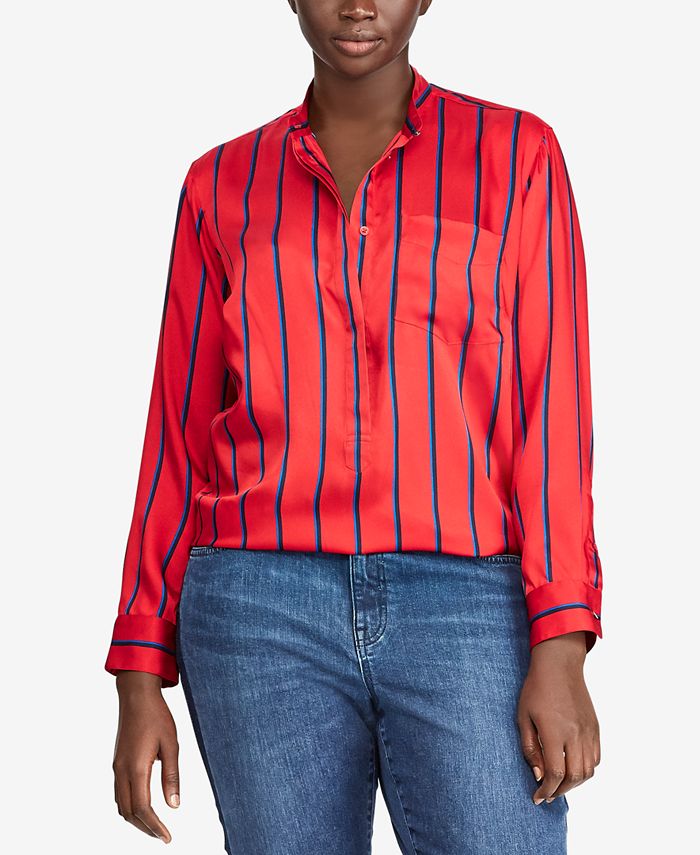 Lauren Ralph Lauren Plus Size Lightweight Striped Shirt Macys