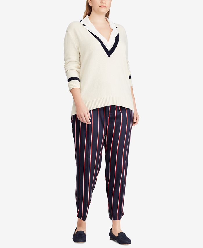 Lauren Ralph Lauren Plus Size Striped Twill Pants & Reviews - Pants ...