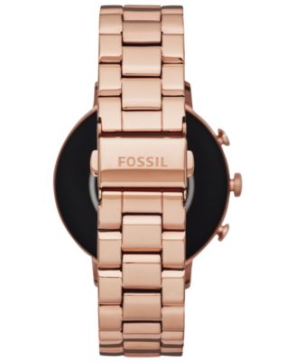 Fossil Women's Tech Venture Gen 4 HR Rose Gold-Tone Stainless Steel Bracelet Touchscreen Smart Watch 40mm, Powered by Wear OS by Google™