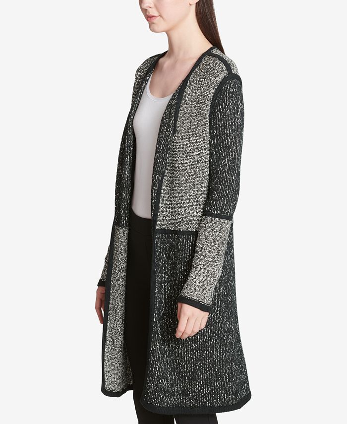 Calvin Klein Colorblocked Pipe-Trim Long Cardigan - Macy's