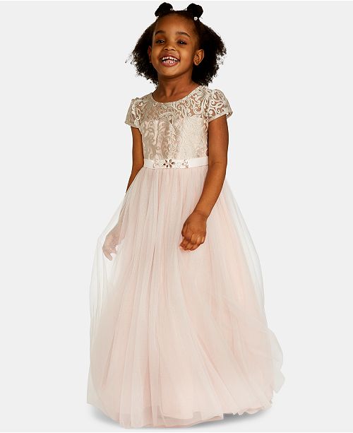 Rare Editions Little Girls Embroidered Bodice Maxi Dress