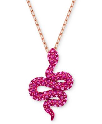 Swarovski - Rose Gold-Tone Pav&eacute; Snake Pendant Necklace, 14-4/5" + 3" extender