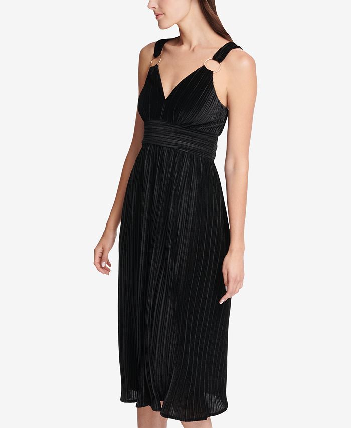 GUESS Velvet Pleated Fit & Flare Dress Macy's