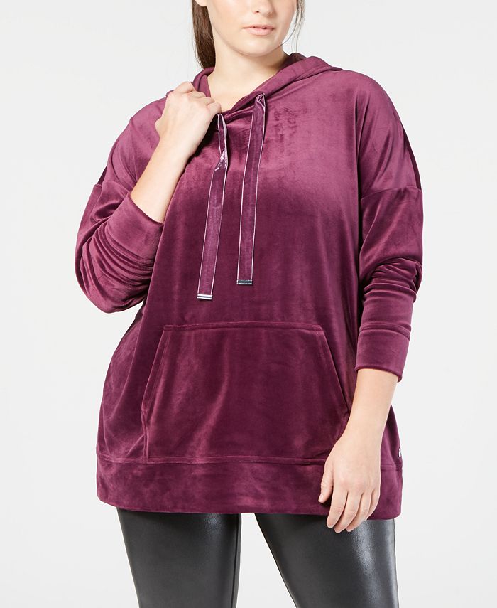 Ideology Plus Size Velour Hoodie, Created for Macy's Macy's