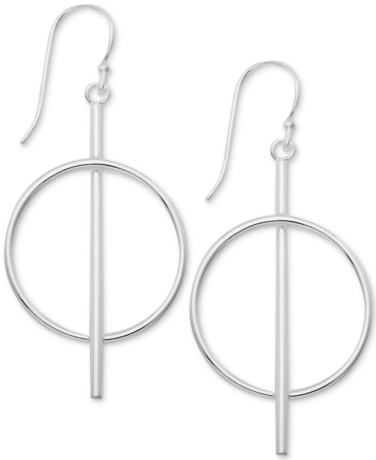 And Now This Bar & Circle Drop in Silver Plate or Gold Plate Earrings - Fine Silver Plated