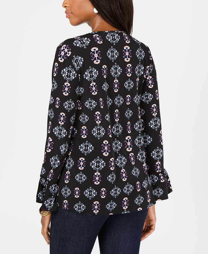 Scoop neck double ruffle single layer top main image 1
