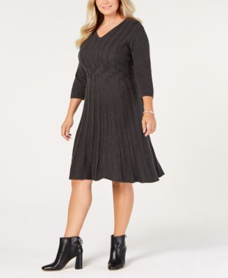 Connected - Plus Size Textured Sweater Dress