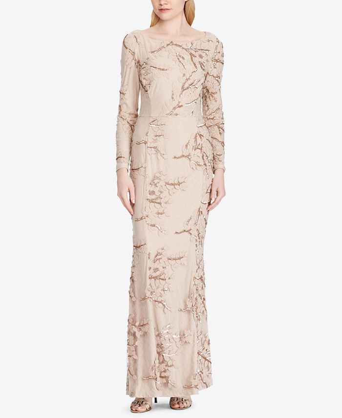 Lauren Ralph Lauren Embroidered Sequin Gown & Reviews - Dresses - Women -  Macy's