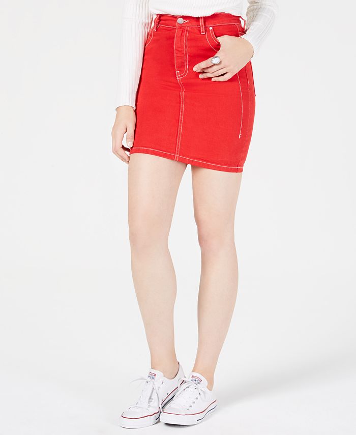 Kendall + Kylie Cotton Mini Jean Skirt - Macy's