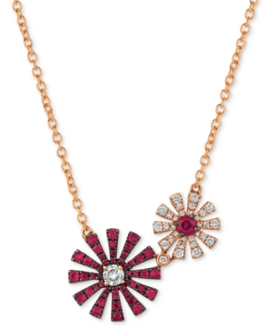 image of Le Vian Certified Ruby (1/2 ct. t.w.) & Diamond (1/4 ct. t.w.) Double Flower 18