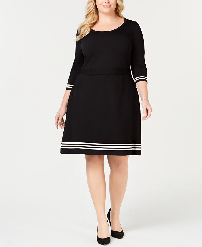 Anne Klein Plus Size Fit & Flare Sweater Dress & Reviews - Dresses ...