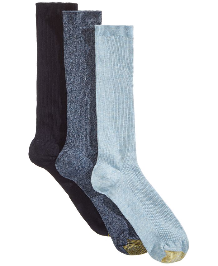 Gold Toe 3-Pk. Women's Non-Binding Ribbed Crew Socks - Macy's