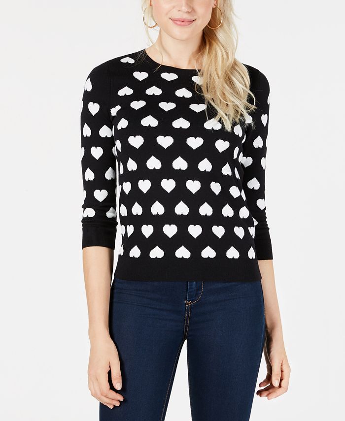 Maison Jules Heart Sweater, Created for Macy's - Macy's