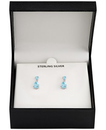 Macy's - Blue Topaz Double Drop Earrings (2-1/2 ct. t.w.) in Sterling Silver