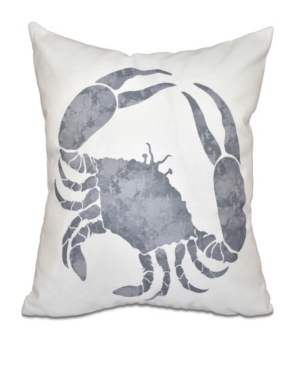 E By Design Crab 16 Inch Gray Decorative Coastal Throw Pillow