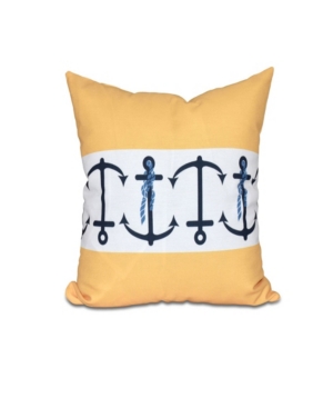 E By Design Anchor Stripe 16 Inch Yellow Decorative Nautical Throw Pillow