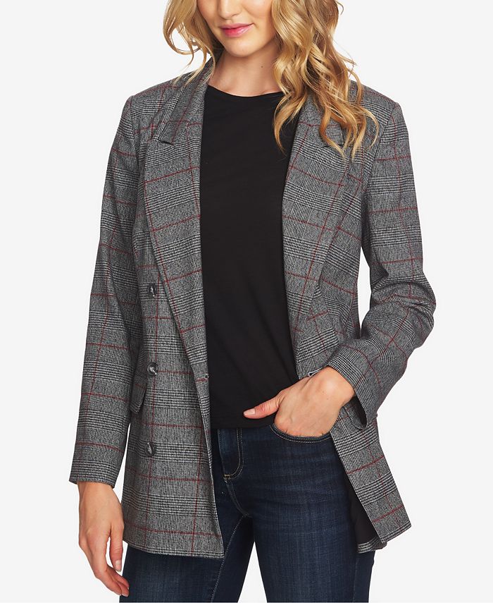 CeCe DoubleBreasted Plaid Blazer Macy's