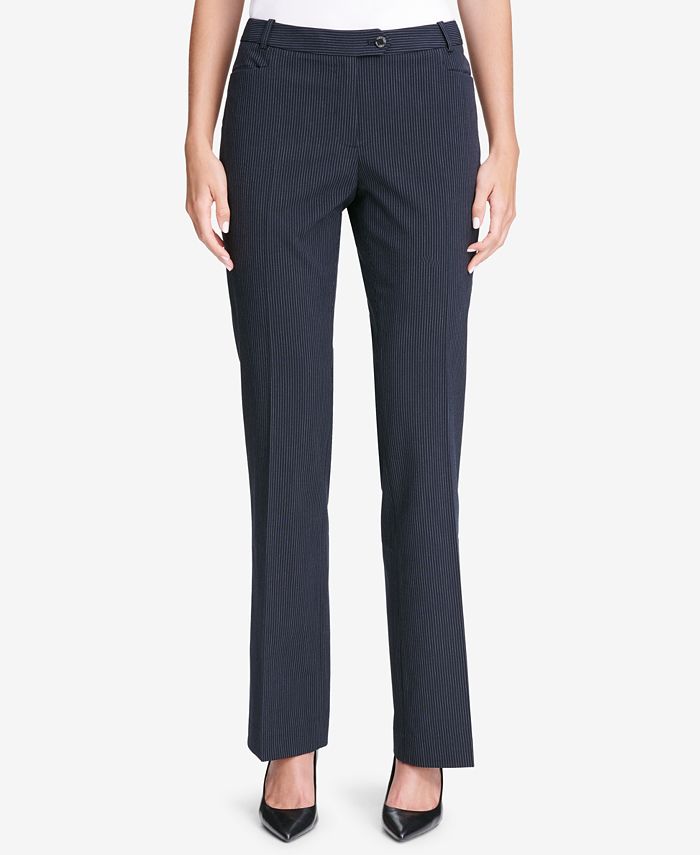Calvin Klein Pinstriped Modern Boucle Pants - Macy's