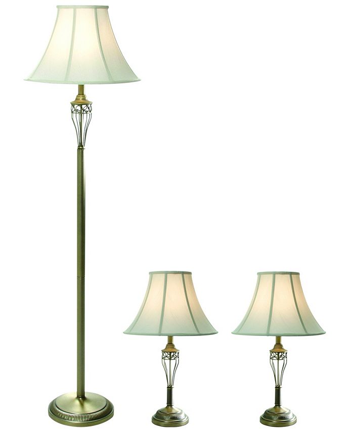 Antique Brass Three Pack Lamp Set, Macy S Floor Lamps Clearance