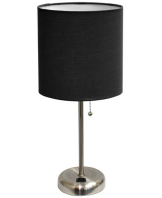 Lime Lights Stick Lamp with Charging Outlet and Fabric Shade