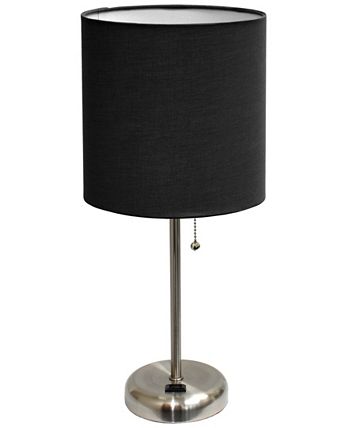 LimeLights - Stick Lamp with Charging Outlet and Fabric Shade