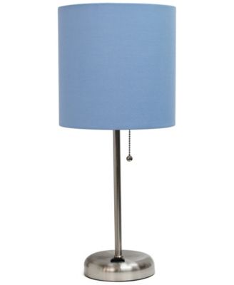 Lime Lights Stick Lamp with Charging Outlet and Fabric Shade