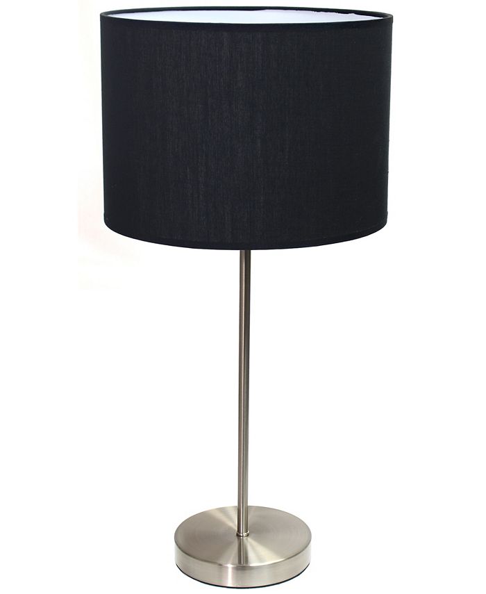 Simple Designs - Brushed Nickel Stick Lamp with Fabric Shade